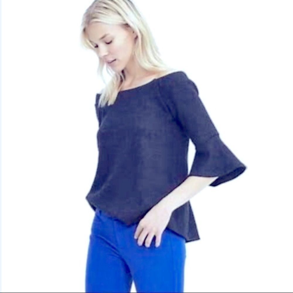 BANANA Republic Navy Off‎ Shoulder Bell Sleeve Top